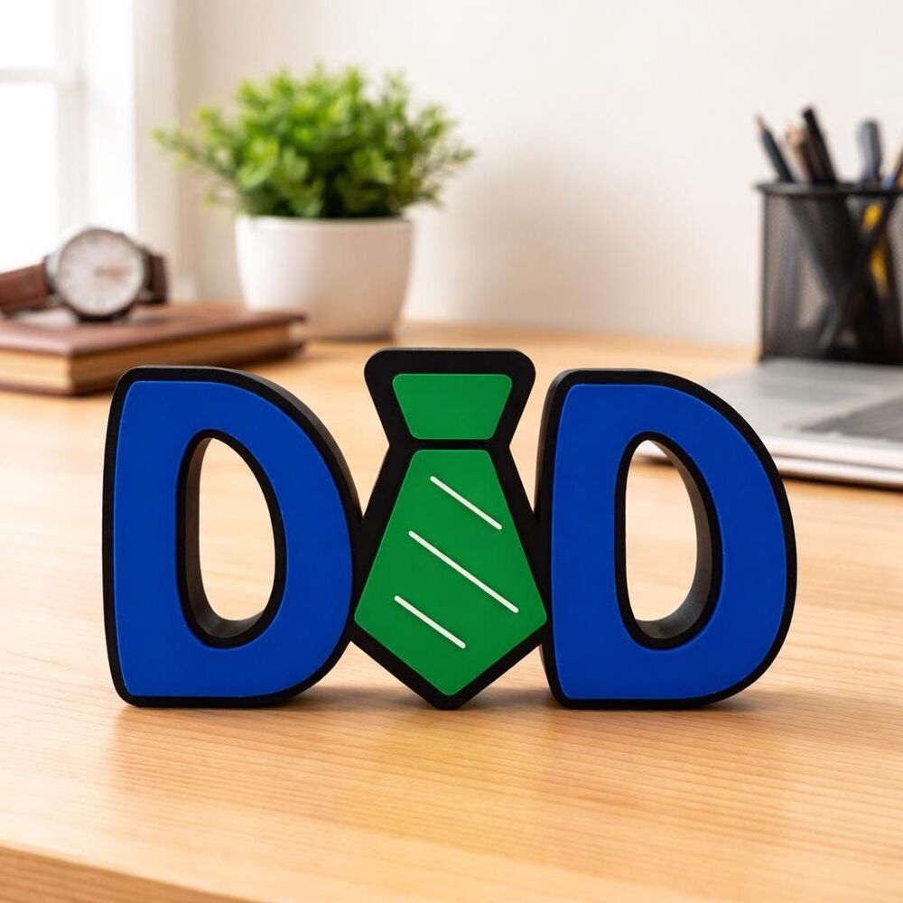 Father’s Day Gift Dad 3D Printed Sign with Tie Dad Desk Decor Office Shelf Decor